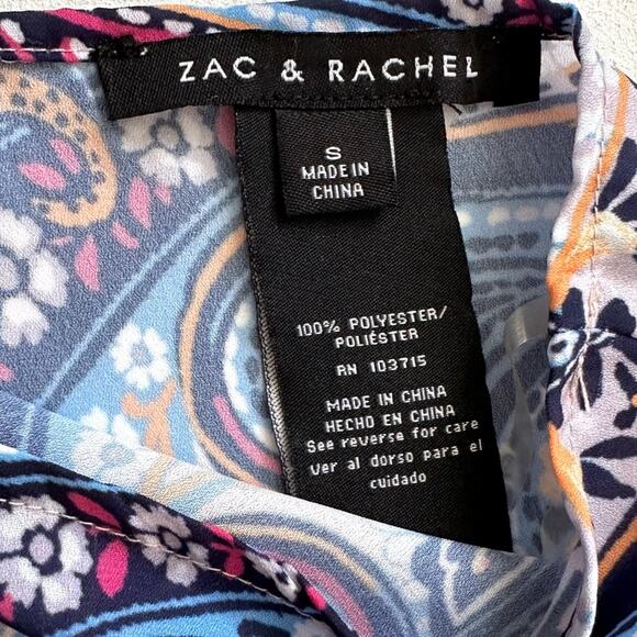 Zac & Rachel Top Poncho Lilac Blue Paisley V-Neck Festival Boho Poncho Small NEW - Picture 2 of 12